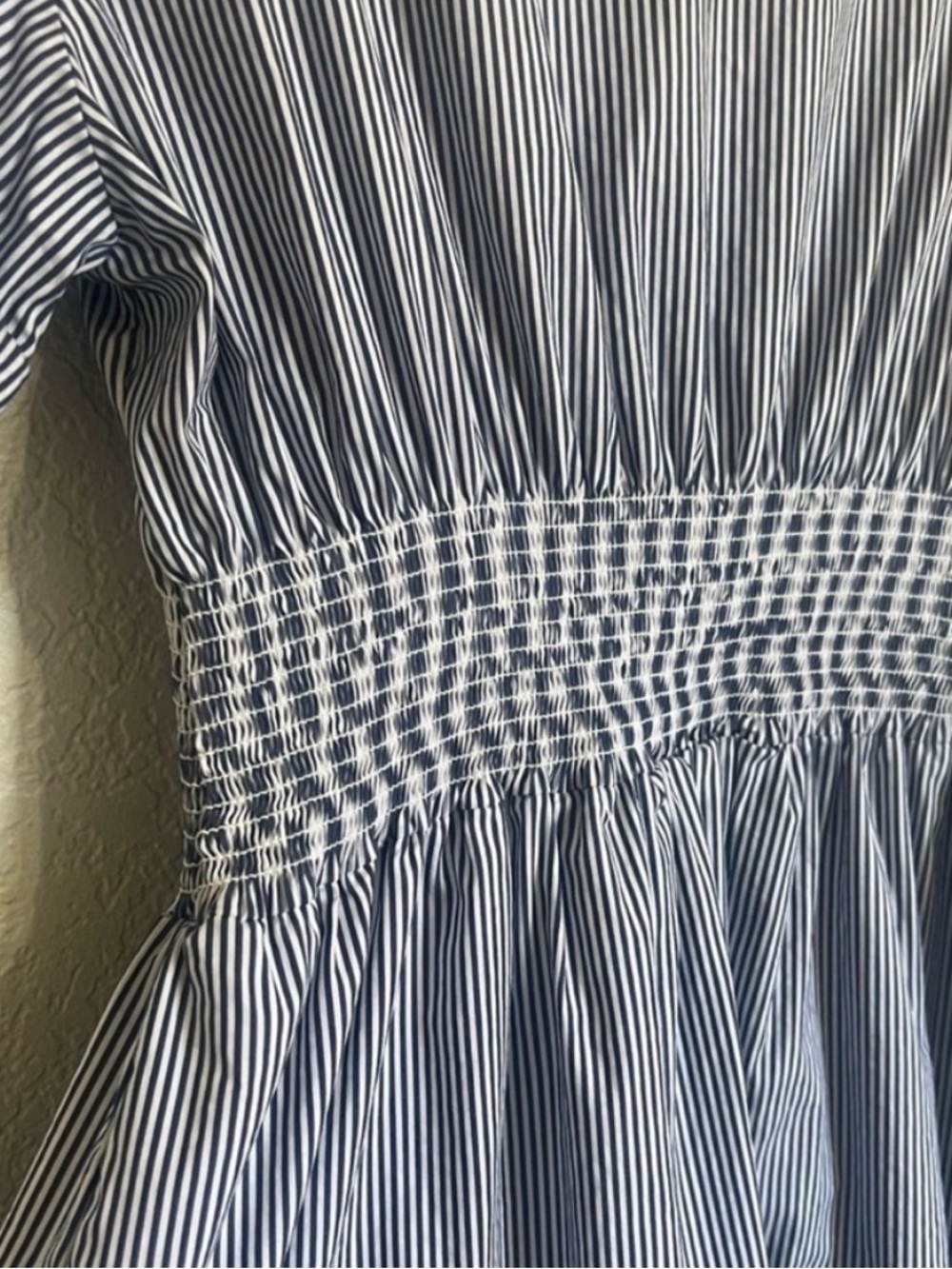 Vineyard Vines Blue White Stripe Smocked Waist Fit & Flare Mini Dress - Picture 7 of 12